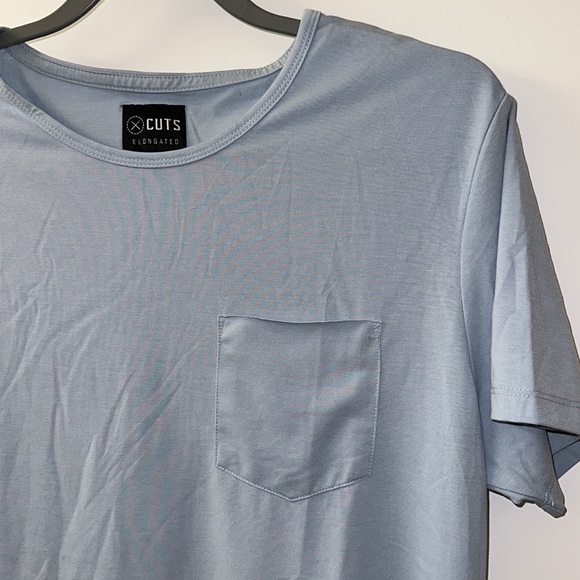 Cuts Wide Neck Pocket Crew Elongated, XL, Light Blue - Picture 3 of 4